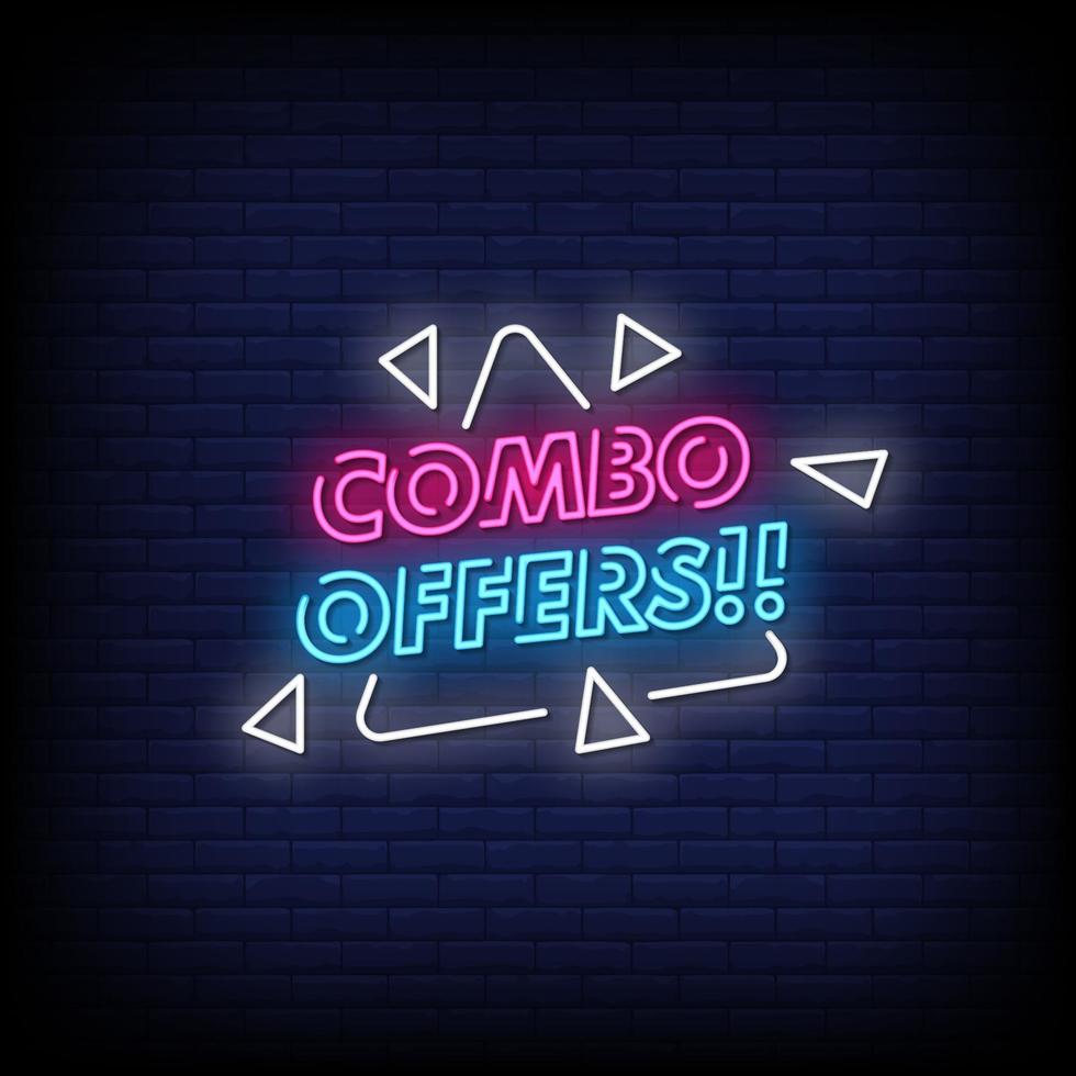 Combo Offers Neon Signs Style Text Vector