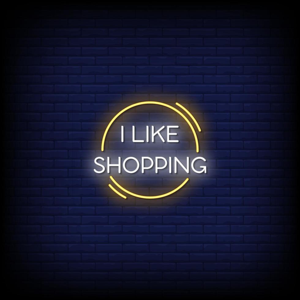 I Like Shopping Neon Signs Style Text Vector