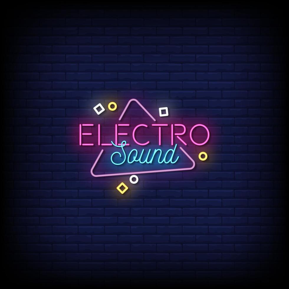 vector de texto de estilo de letreros de neón de sonido electro