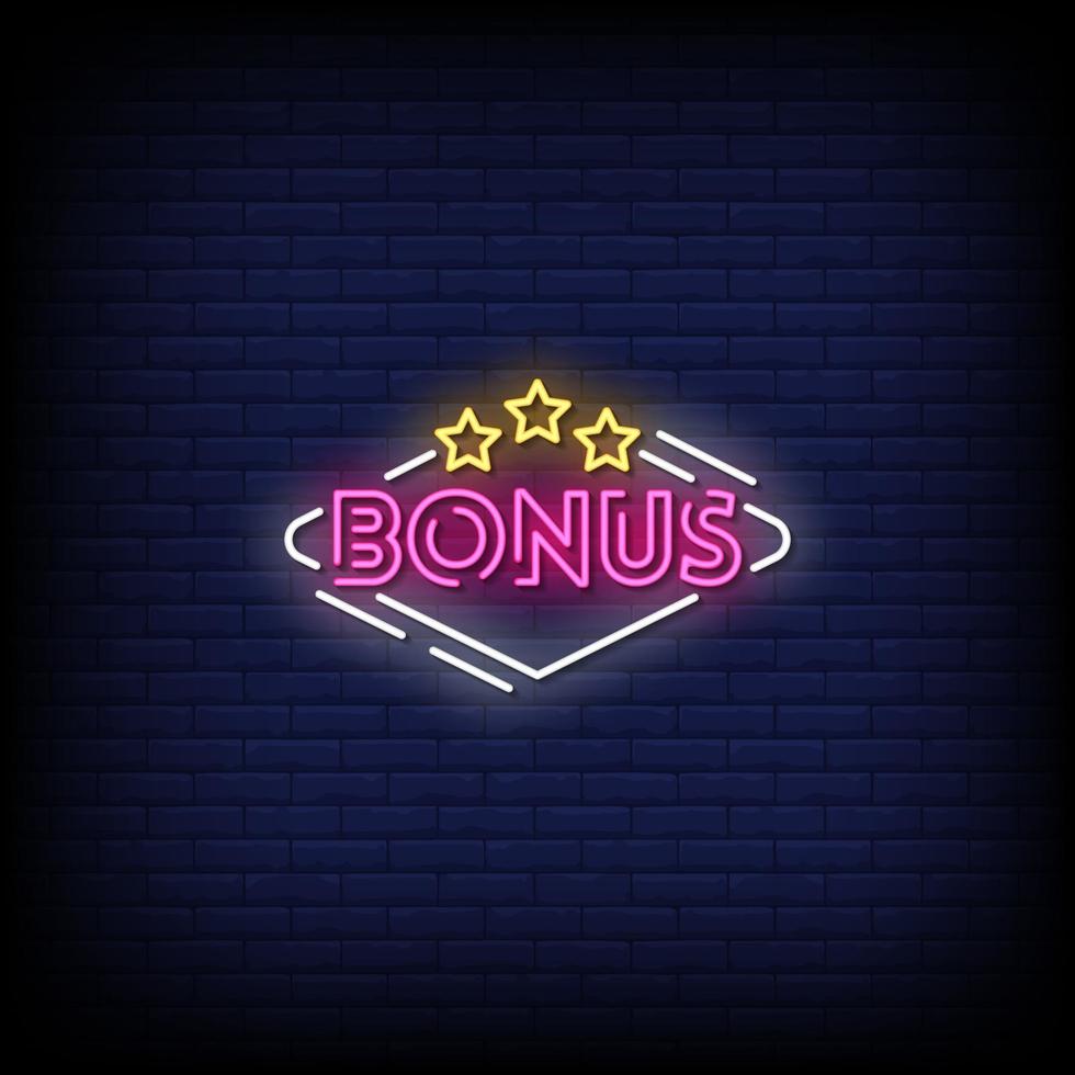 Bonus Neon Signs Style Text Vector