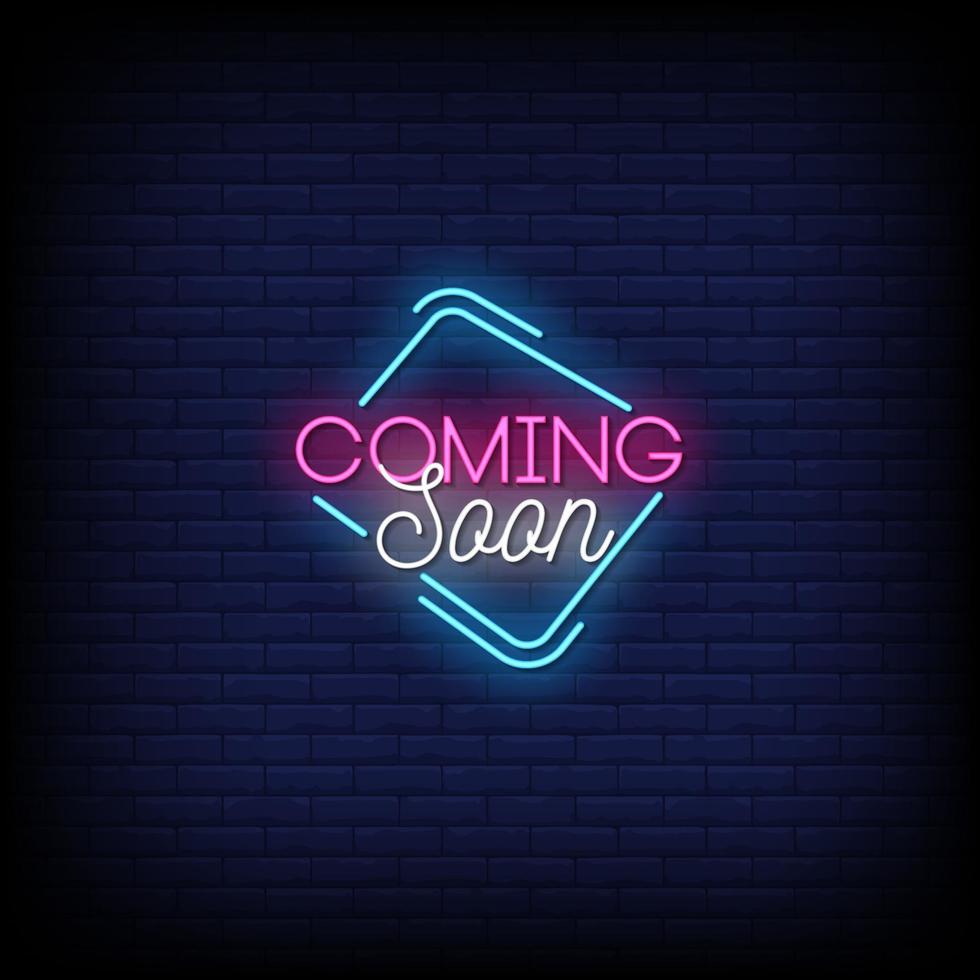 Coming Soon Neon Signs Style Text Vector