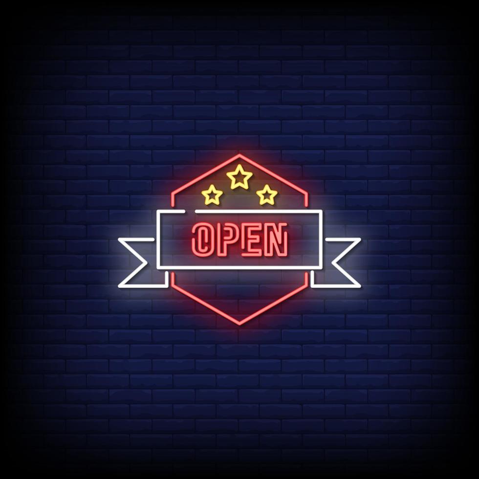 Open Neon Signs Style Text Vector