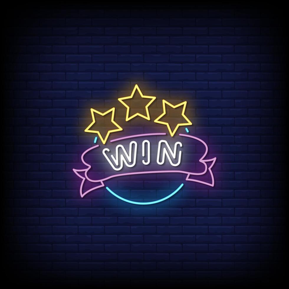 Win Neon Signs Style Text Vector