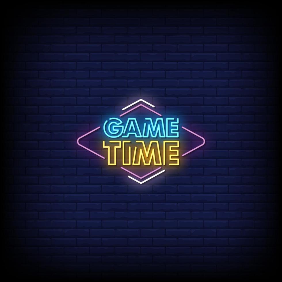 Game Time Neon Signs Style Text Vector