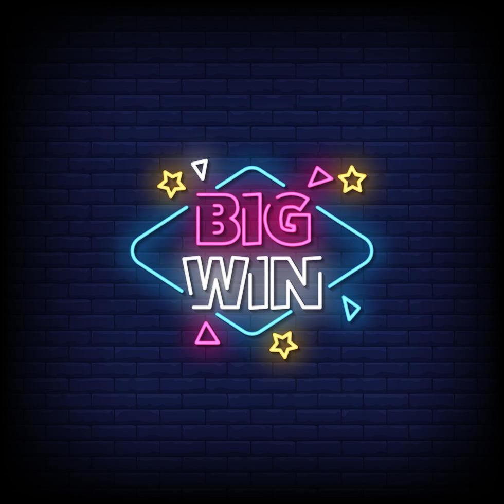 Big Win Neon Signs Style Text Vector