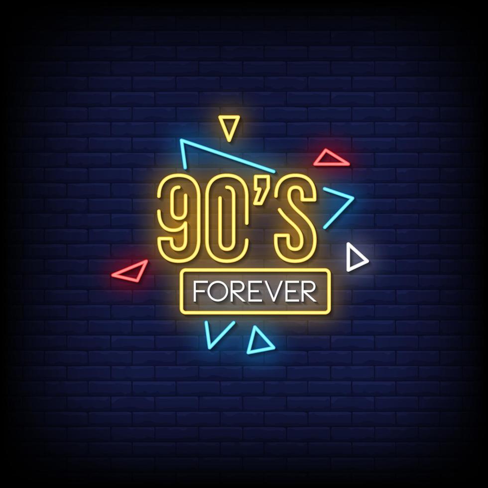 90's Forever Neon Signs Style Text Vector
