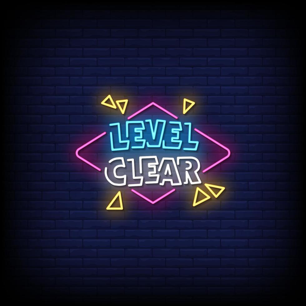 Level Clear Neon Signs Style Text Vector