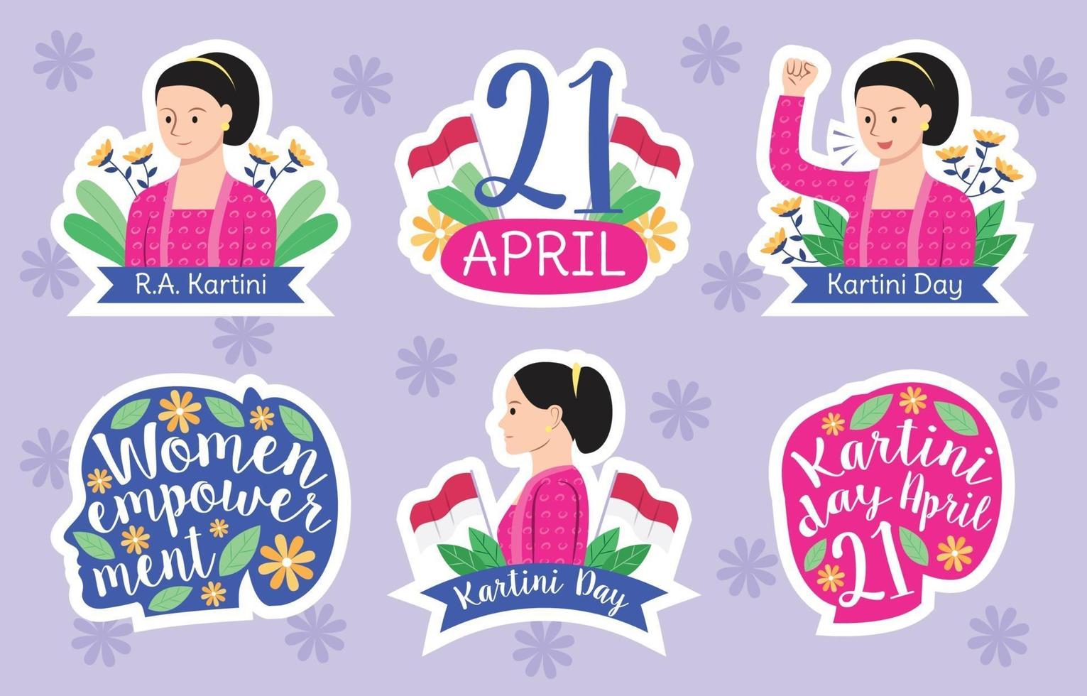 Kartini Day Sticker Set vector
