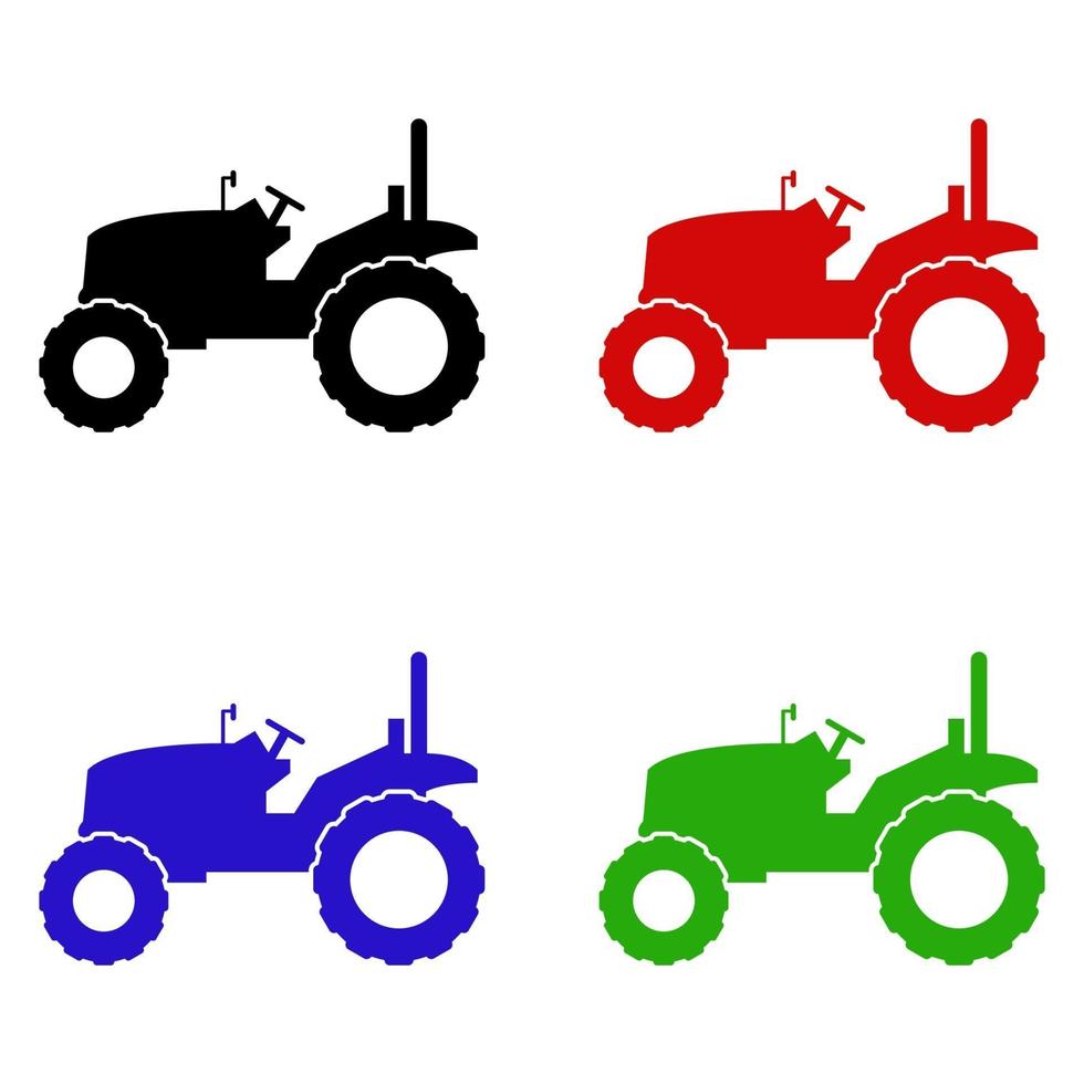 Set Of Tractor On White Background vector