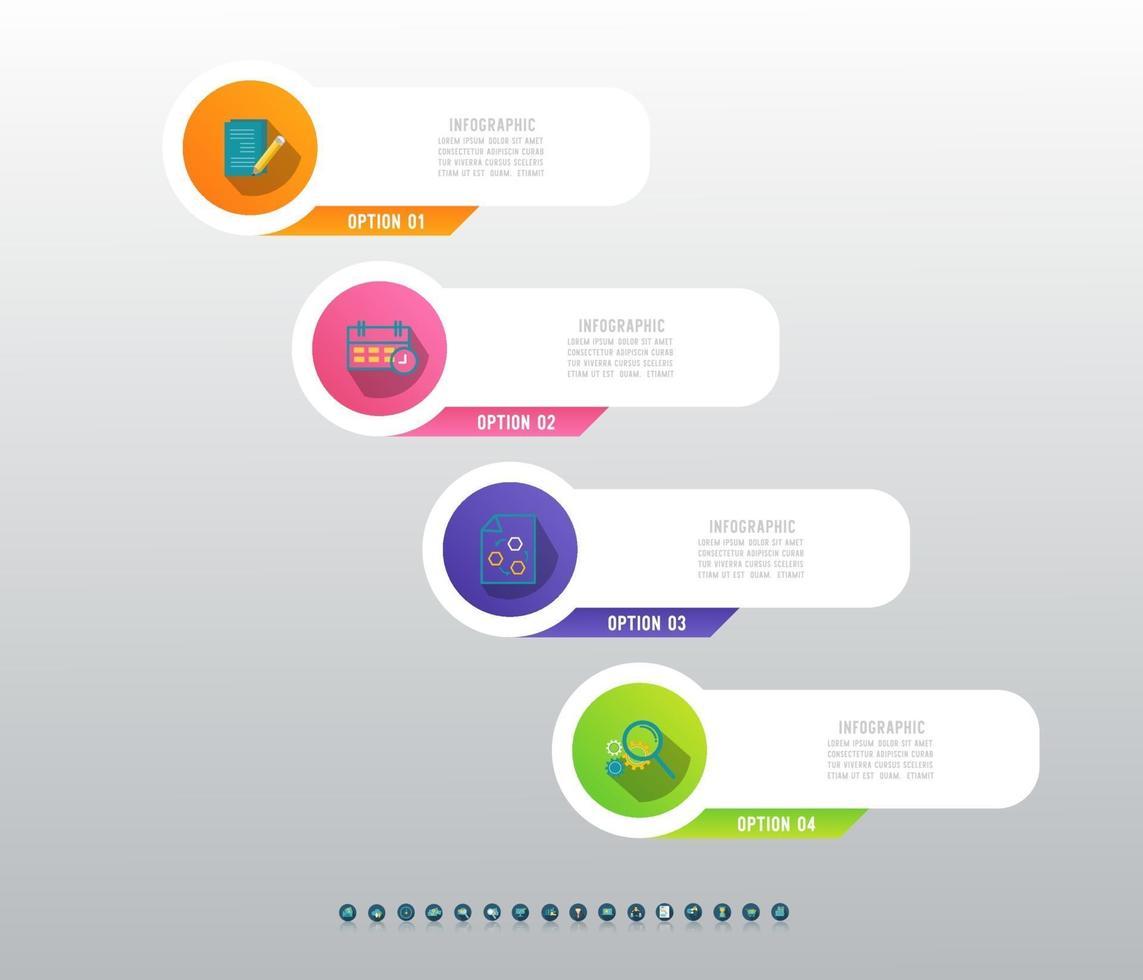 Four step timeline infographic with icons vector