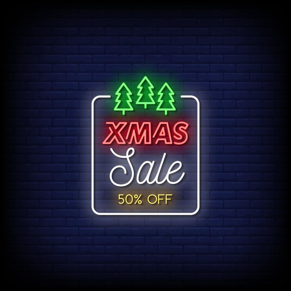 Xmas Sale Neon Signs Style Text Vector