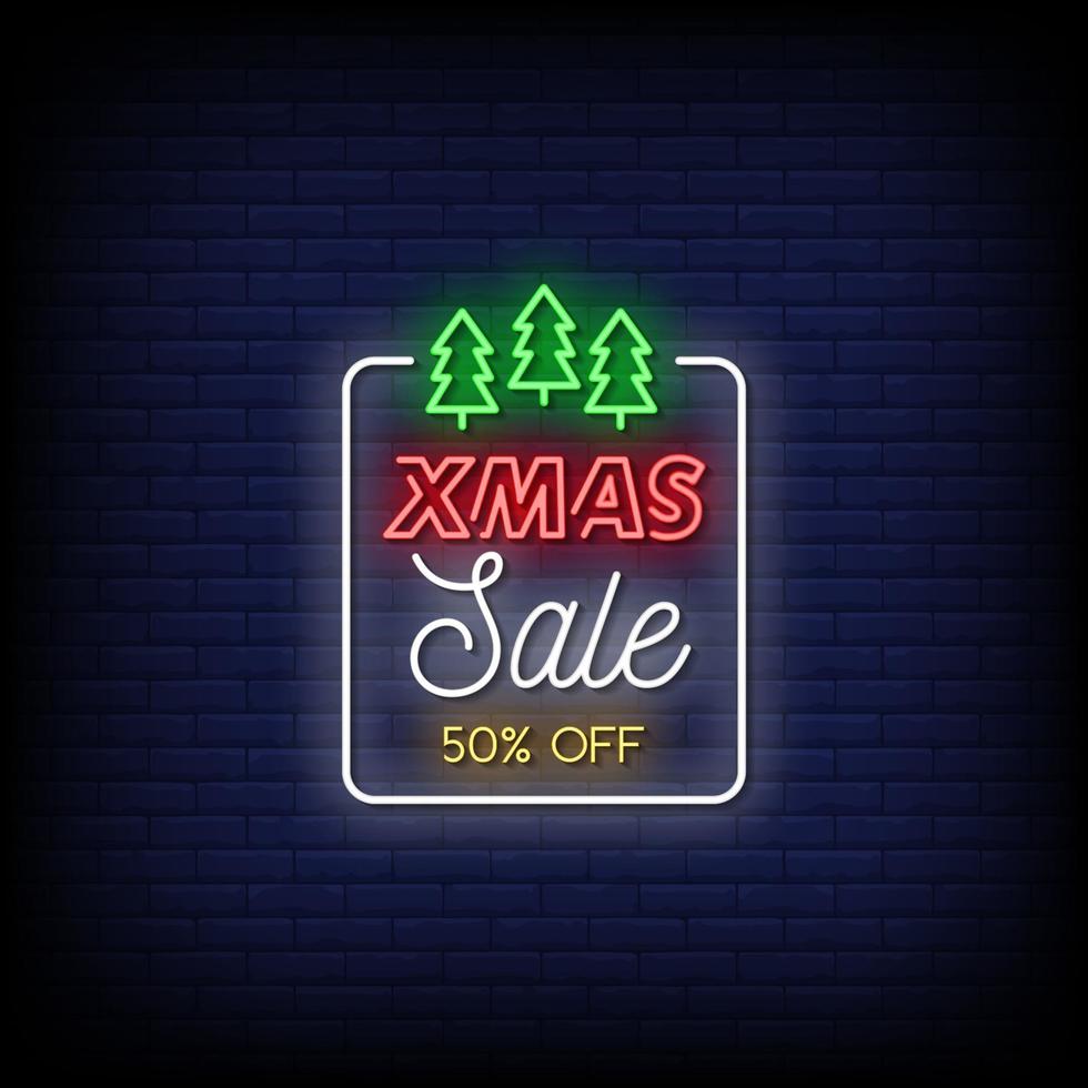 Xmas Sale Neon Signs Style Text Vector