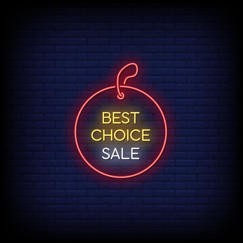 Best Choice Sale Neon Signs Style Text Vector