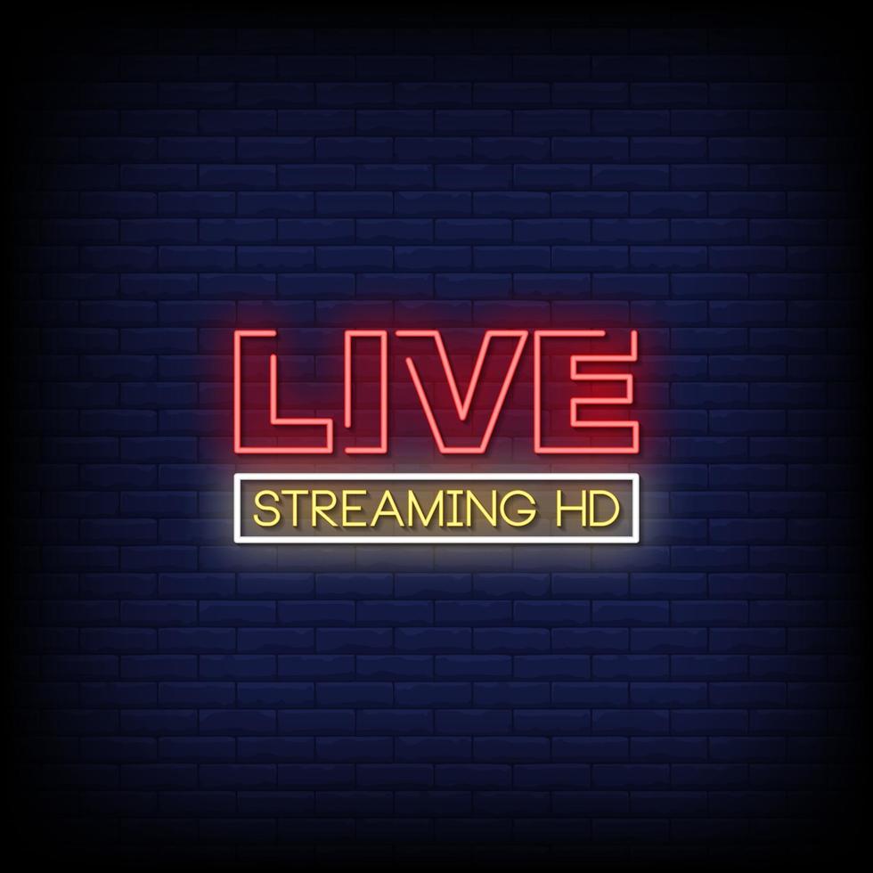 Live Streaming Neon Signs Style Text Vector