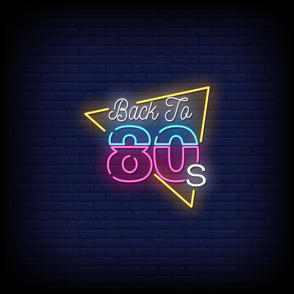 vector de texto de estilo de letreros de neón de los 80