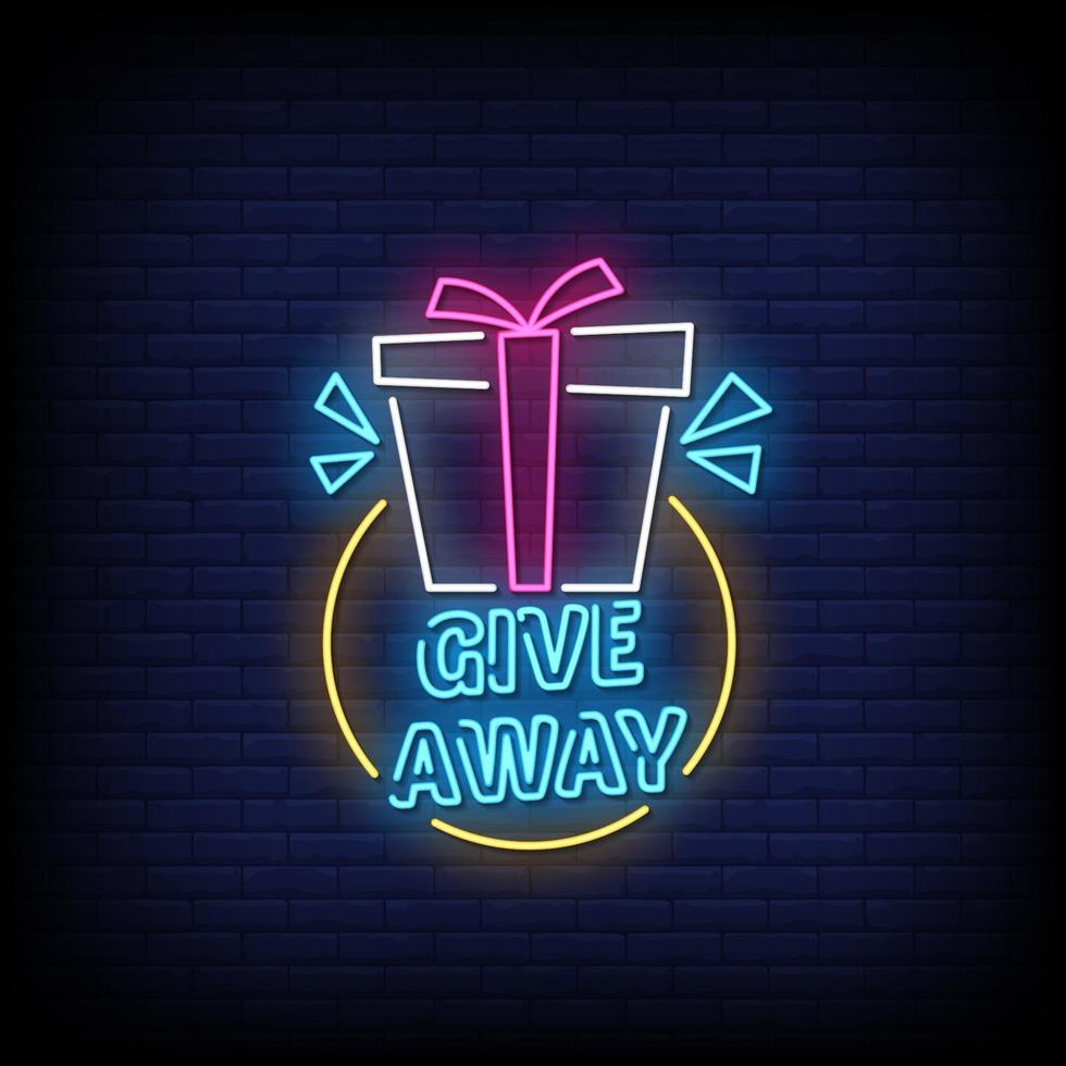 Giveaway Neon Signs Style Text Vector