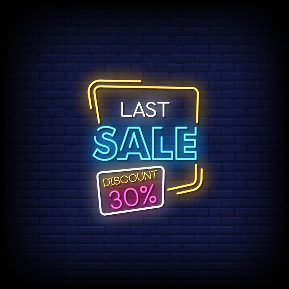 Last Sale Neon Signs Style Text Vector