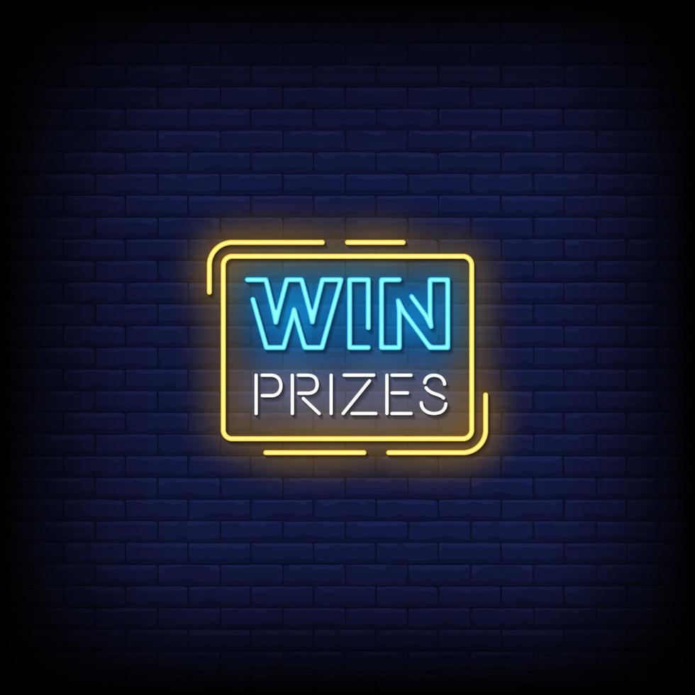 Win Prizes Neon Signs Style Text Vector