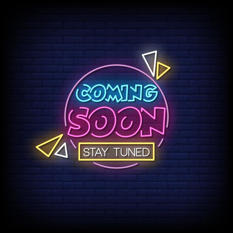 Coming Soon Neon Signs Style Text Vector