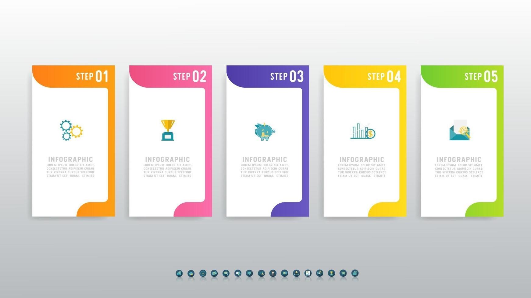 Creative concept 5-step infographic template vector