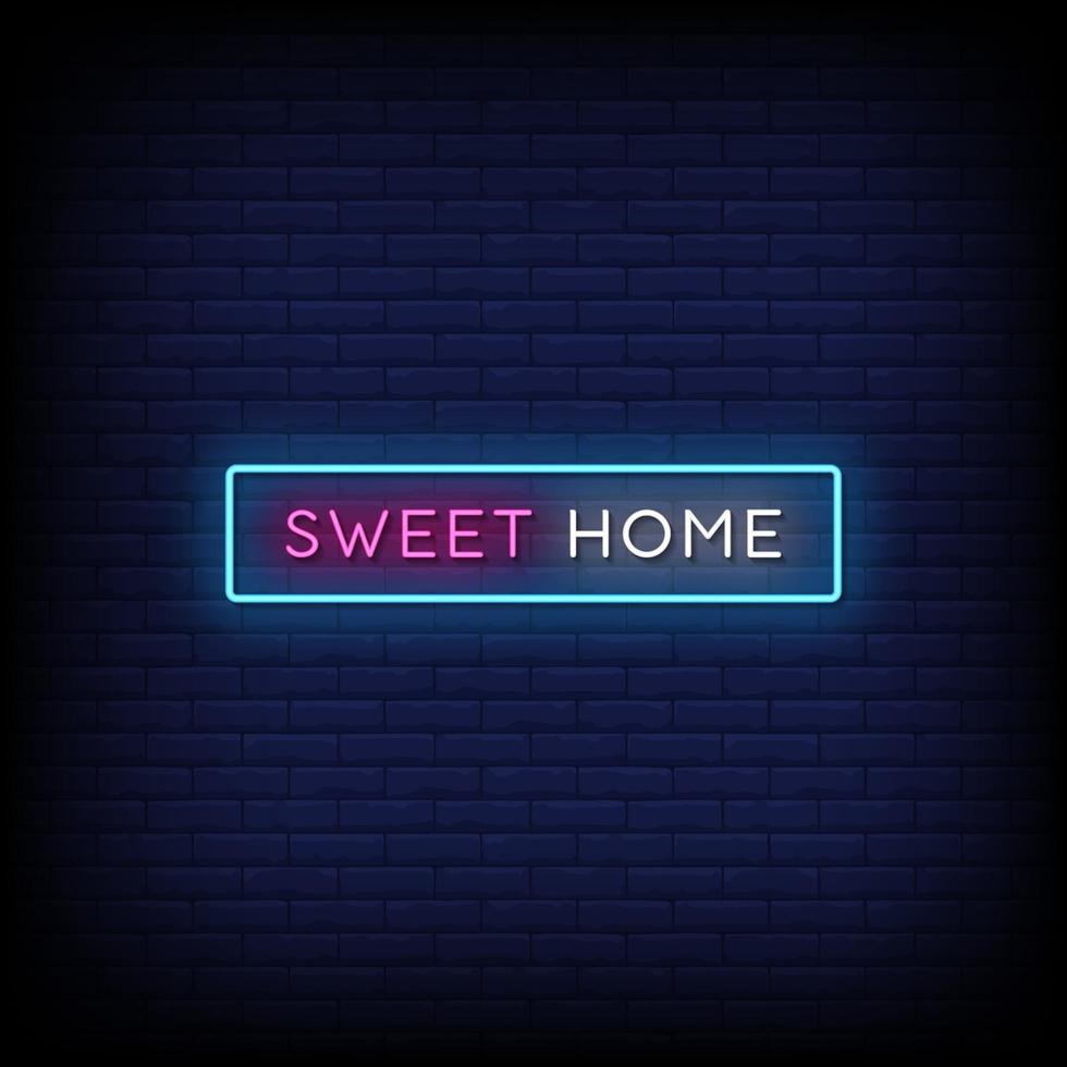 Sweet Home Neon Signs Style Text Vector