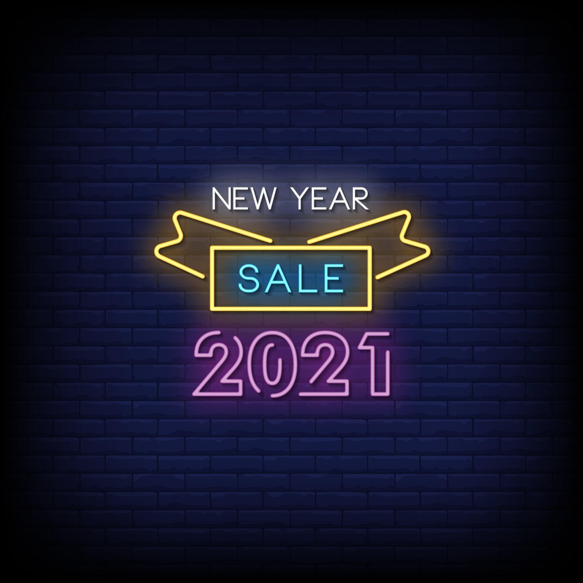 New Year Sale 2021 Neon Signs Style Text Vector 2187732 Vector Art at Vecteezy
