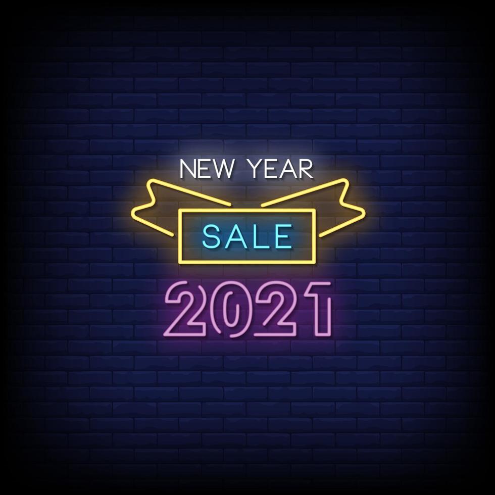 New Year Sale 2021 Neon Signs Style Text Vector