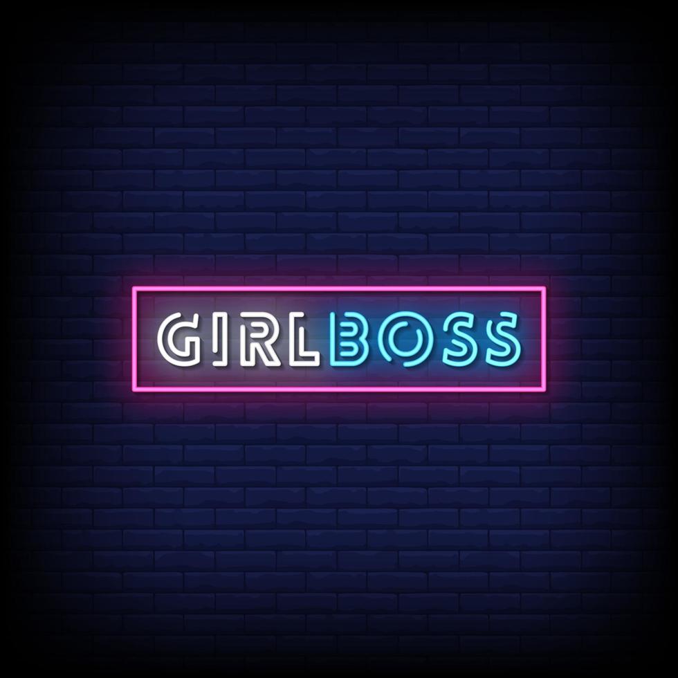 Girl Boss Neon Signs Style Text Vector