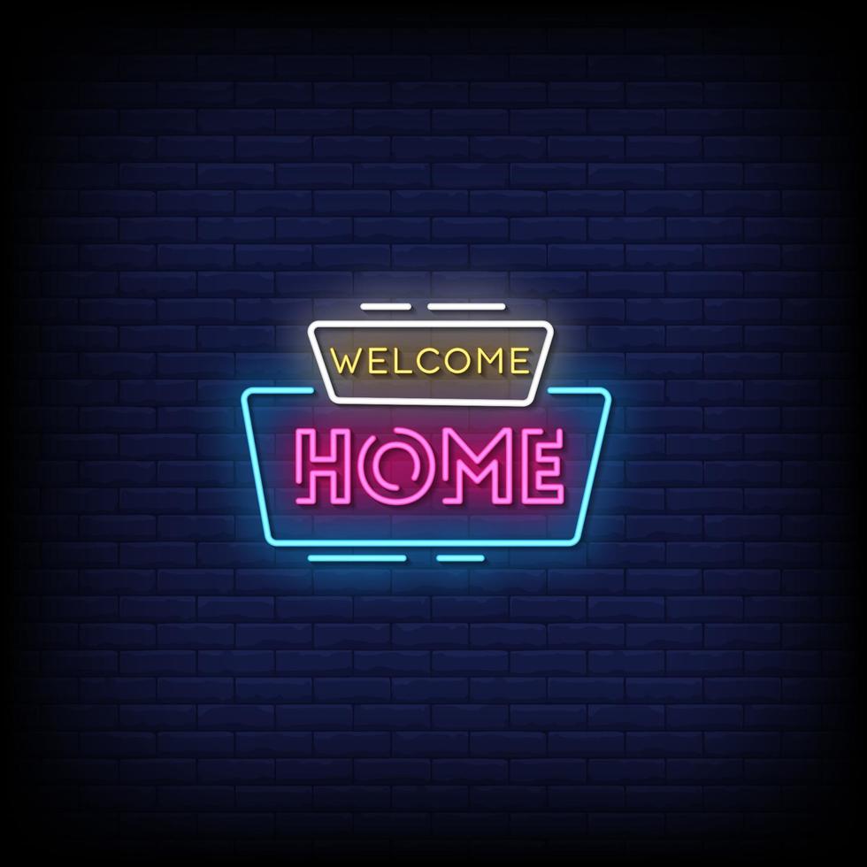 Welcome Home Neon Signs Style Text Vector