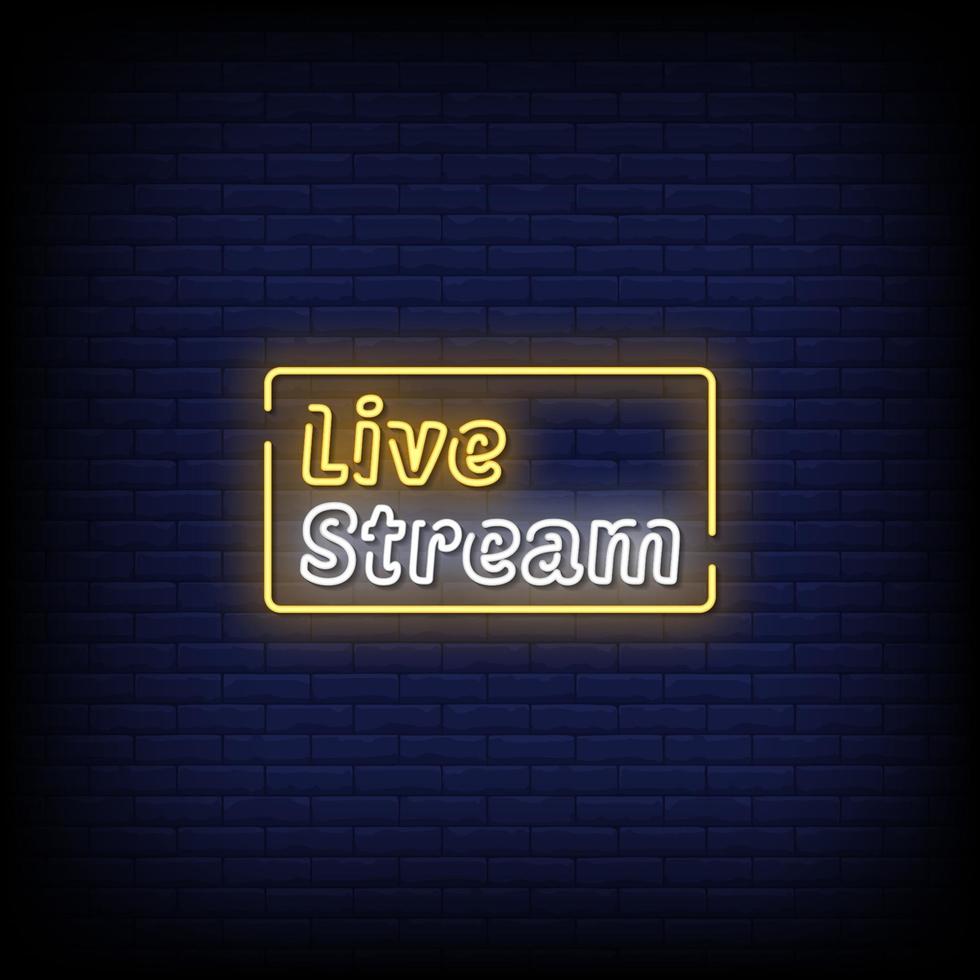 Live Stream Neon Signs Style Text Vector
