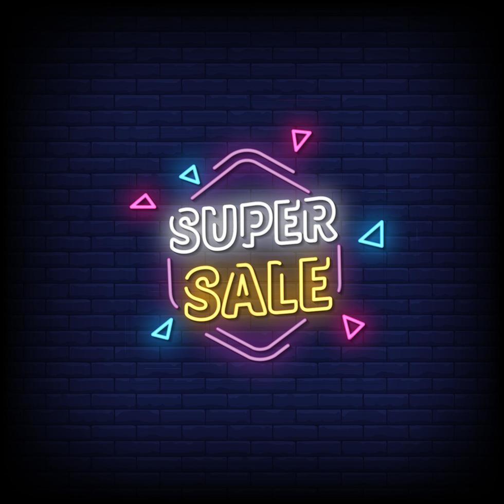 Super Sale Neon Signs Style Text Vector