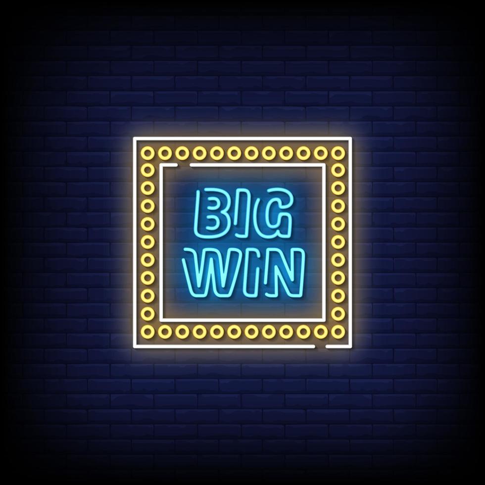 Big Win Neon Signs Style Text Vector