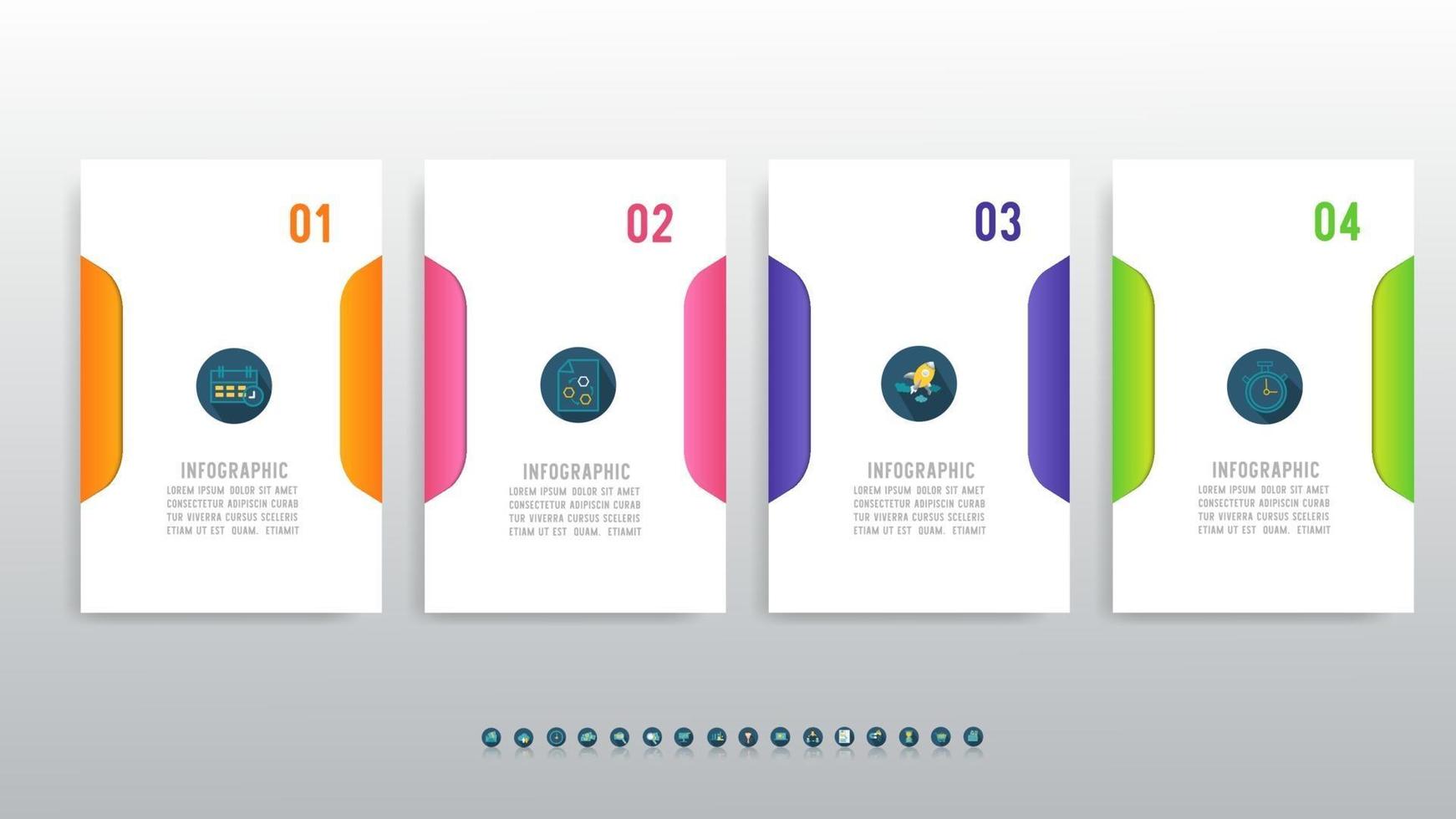 Vector square chart element infographics with 4 options.