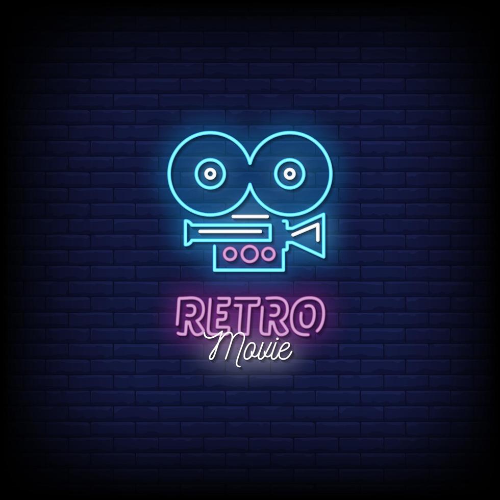 Retro Movie Neon Signs Style Text Vector