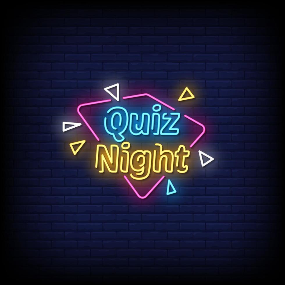 Quiz Night Neon Signs Style Text Vector