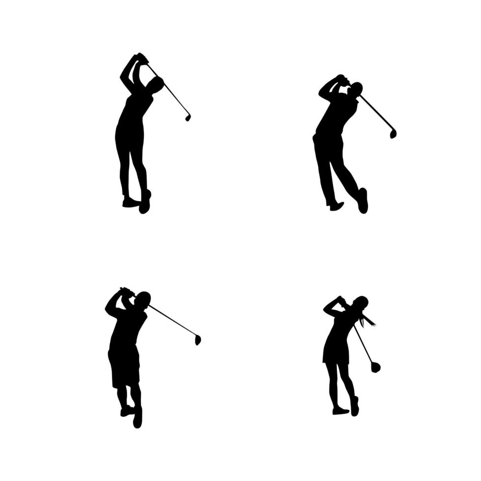 collection of golf player silhouettes vector