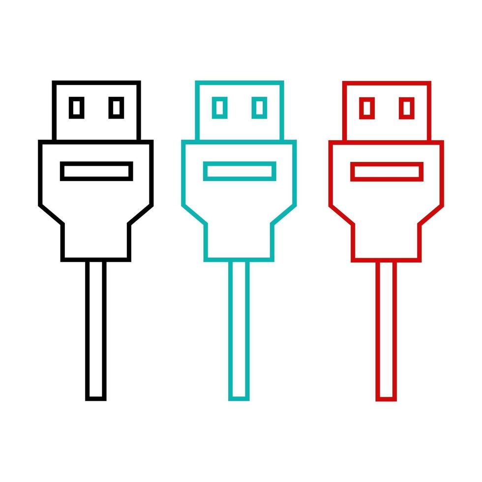 Usb Cable Set On White Background vector
