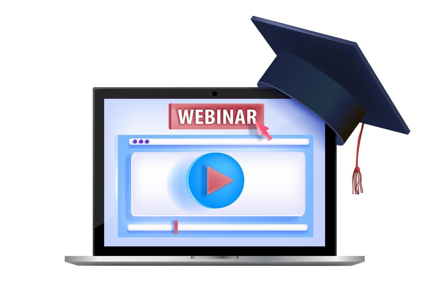 Online video webinar, internet training, virtual lecture, tutorial concept vector