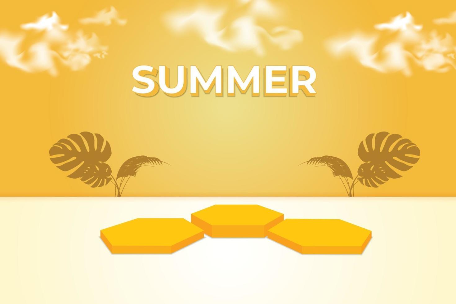 Podium Hexagon Summer Concept vector