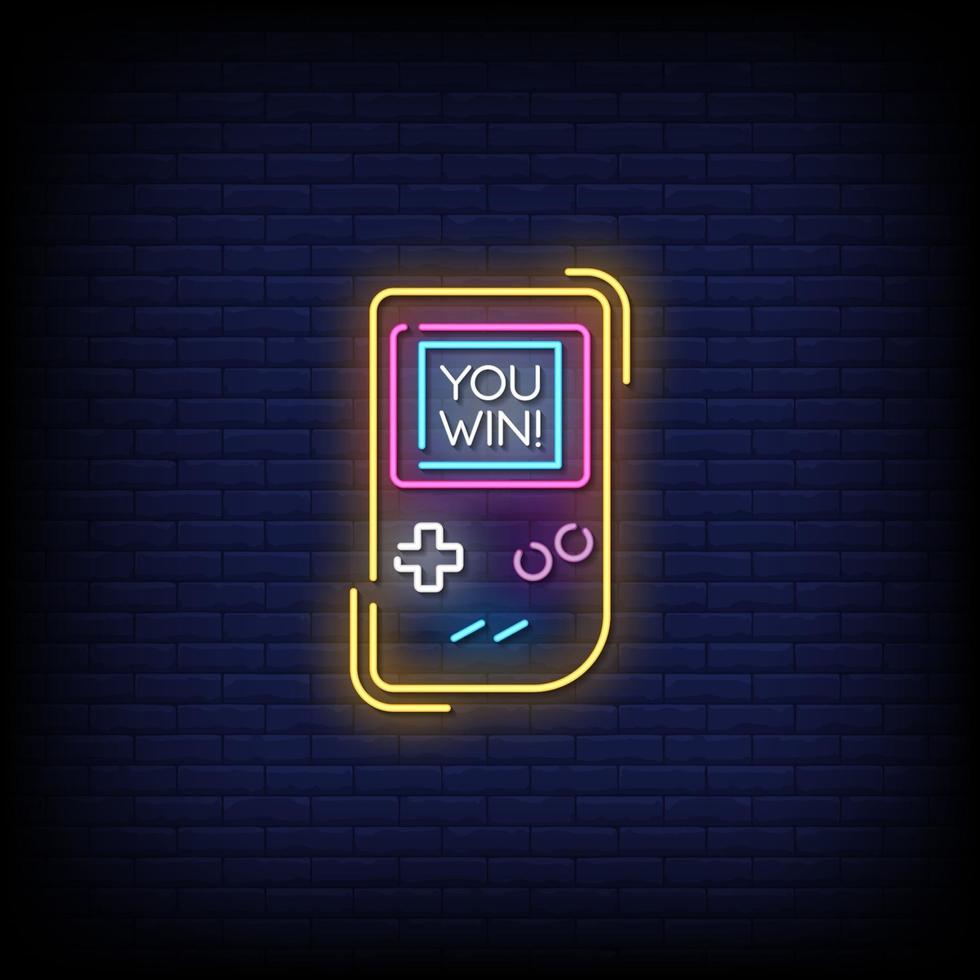 You Win Neon Signs Style Text Vector