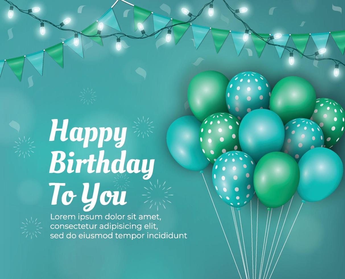 Happy Birthday Background with Balloons and Lights vector