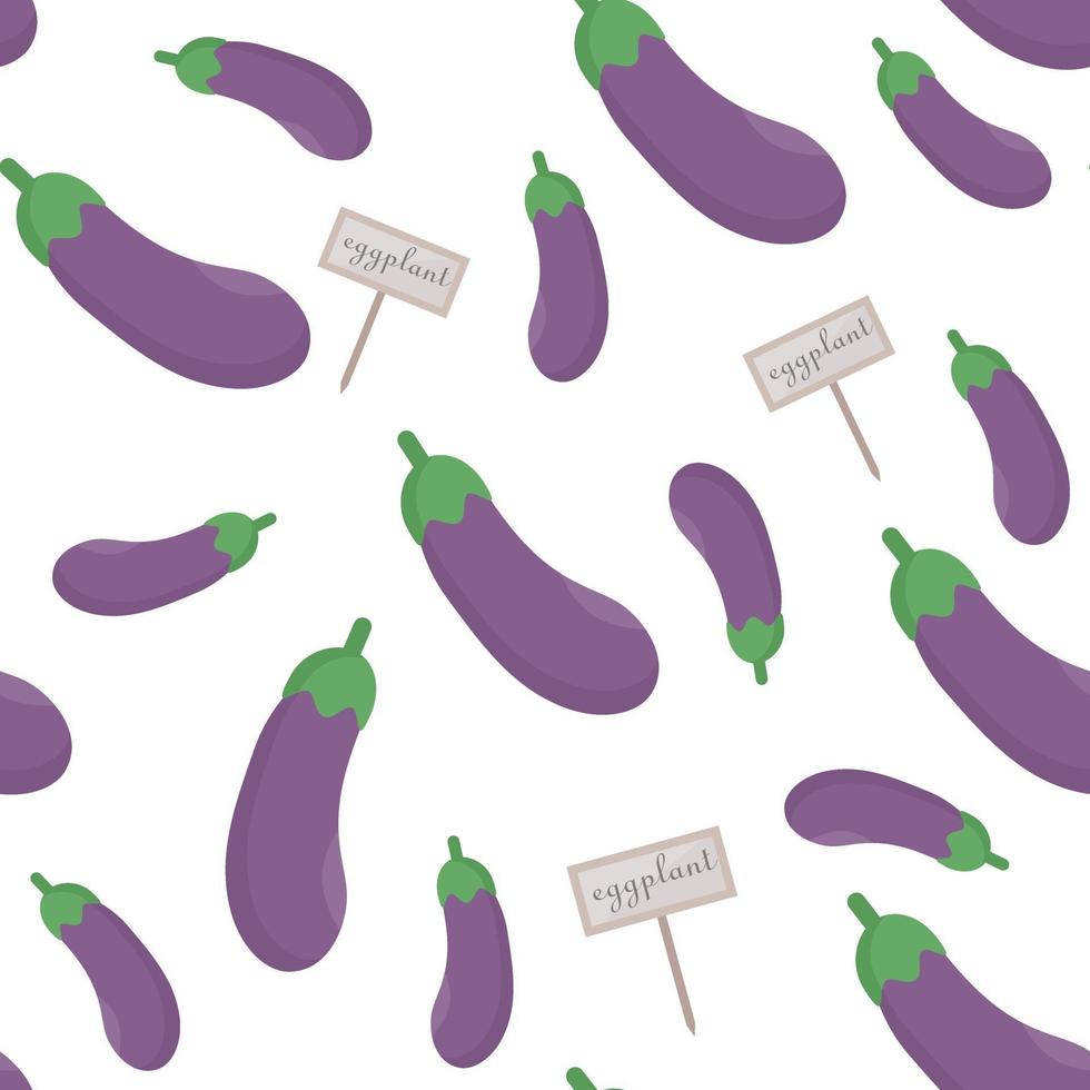 Eggplant seamless pattern. Vector illustration of vegetables, food.