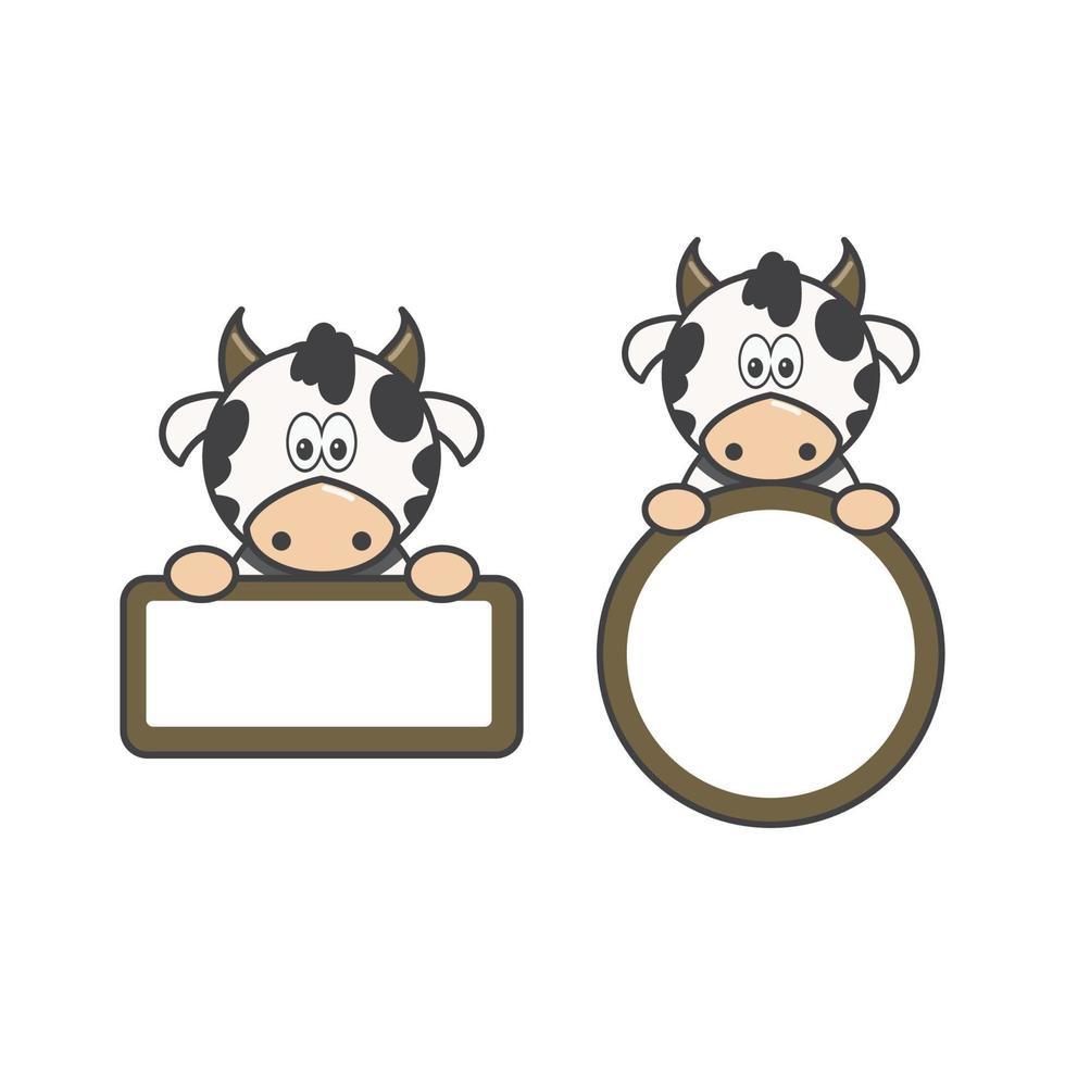 vaca divertida con etiqueta en blanco vector