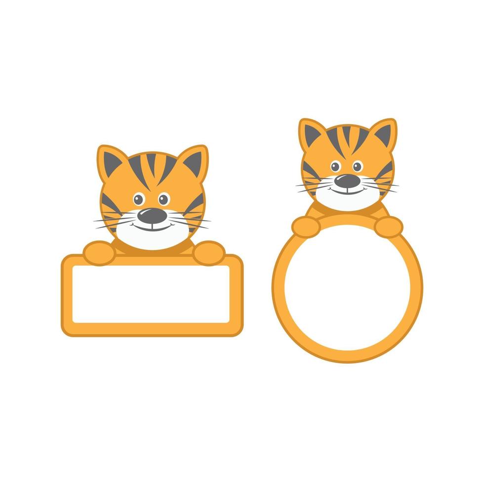 Ilustración vectorial de tigre bebé con signo en blanco vector