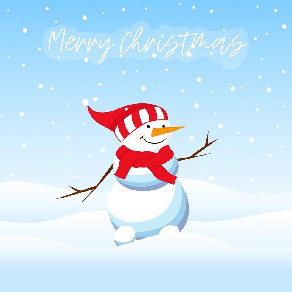 Christmas card with snowman. vector