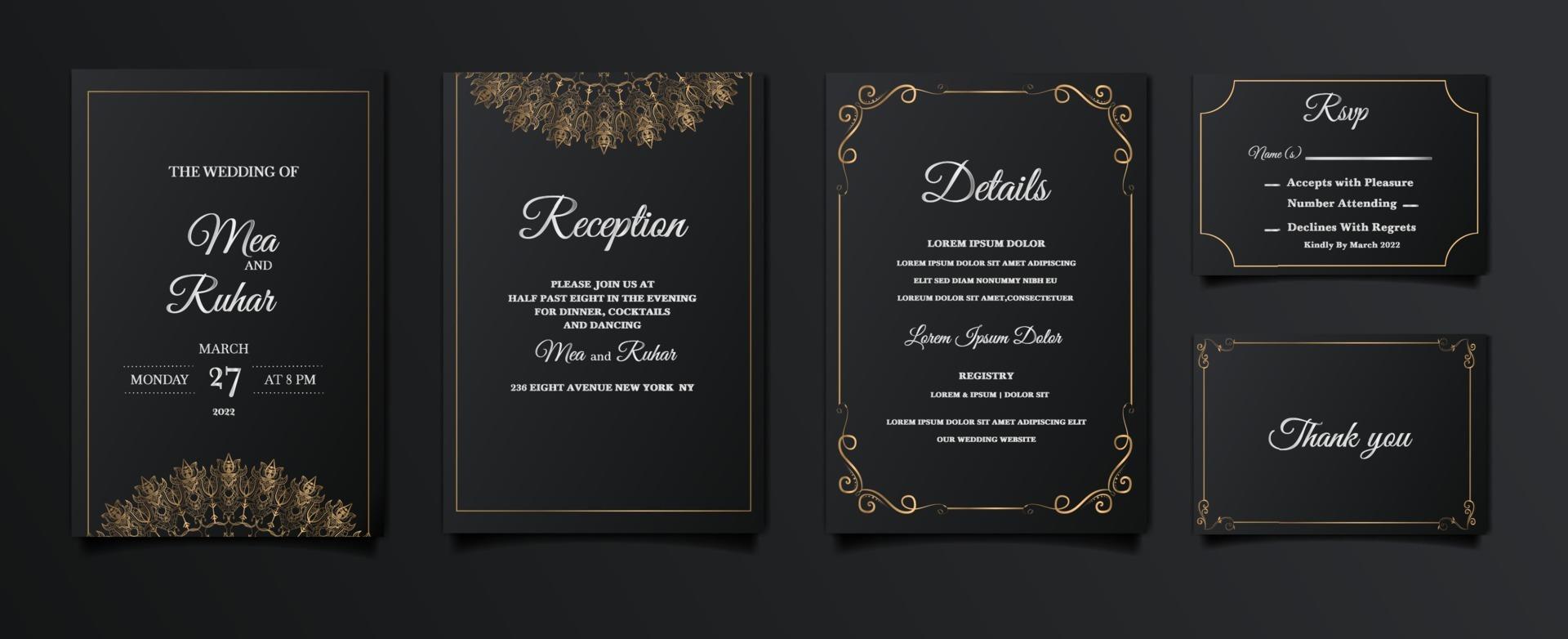 set collection elegant save the date wedding invitation card vector