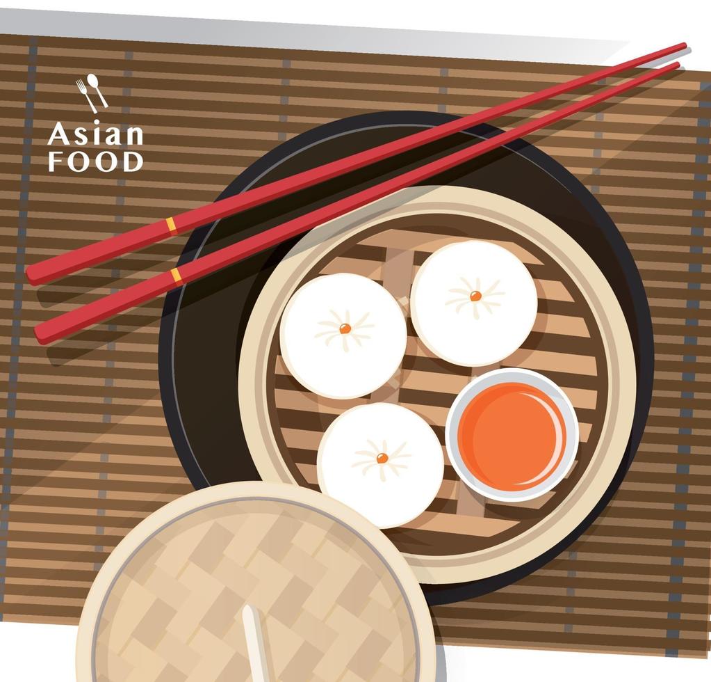 Dimsum, Chinese dumplings and bun, Vector