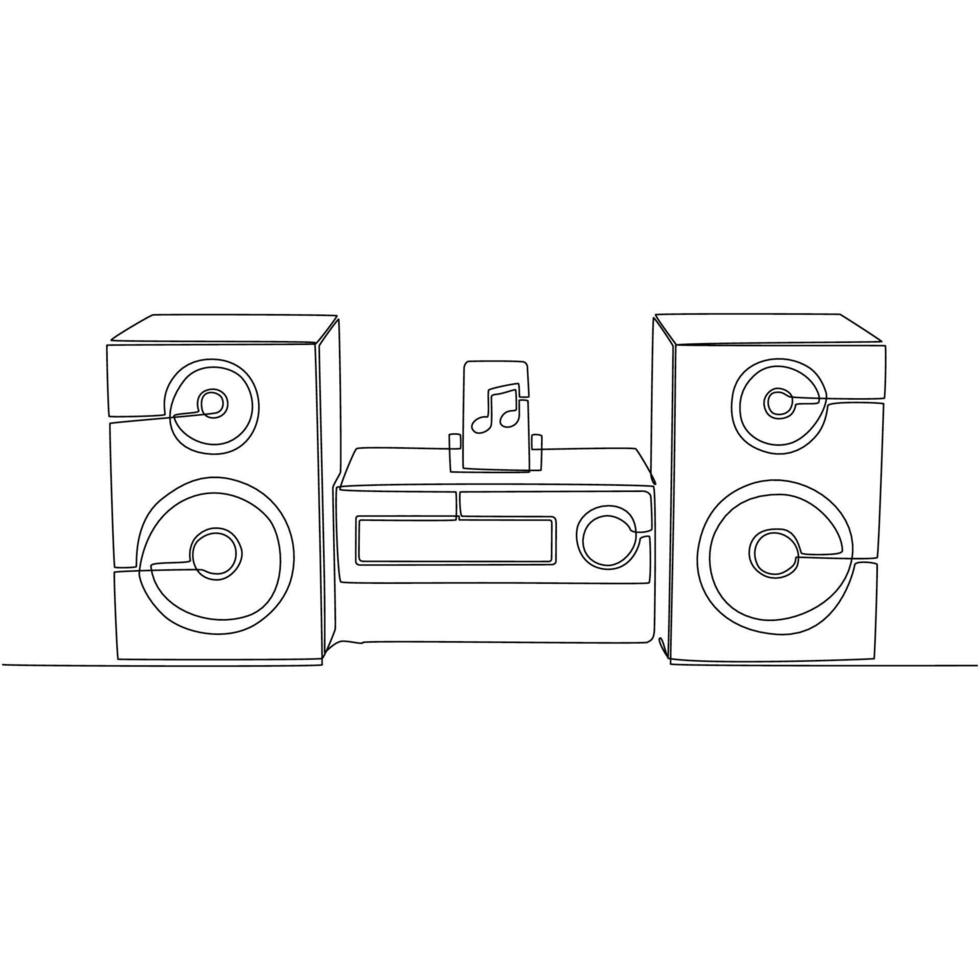 continuous line drawing of music speaker vector illustration