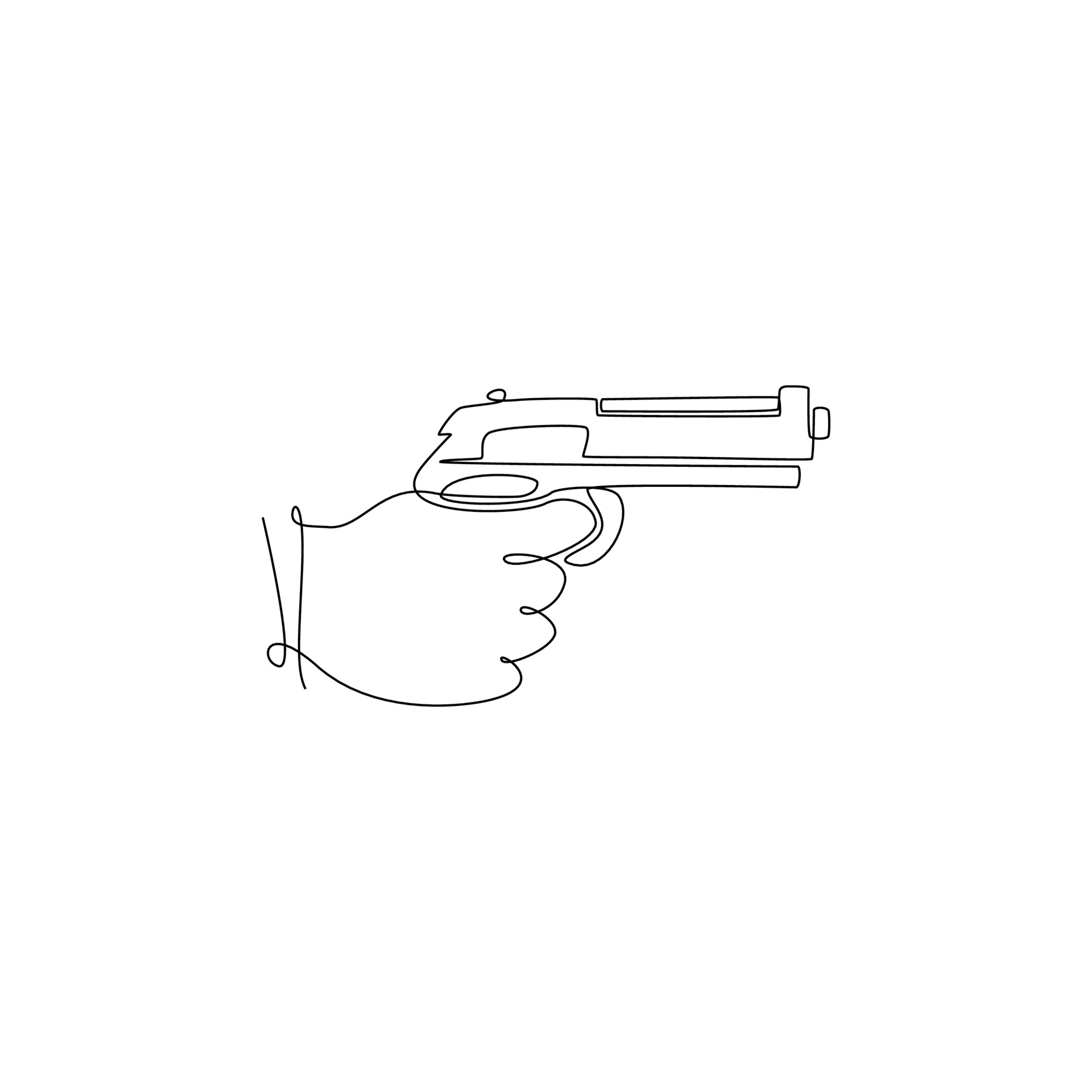 photo Holding Gun Drawing one continuous line drawing of man