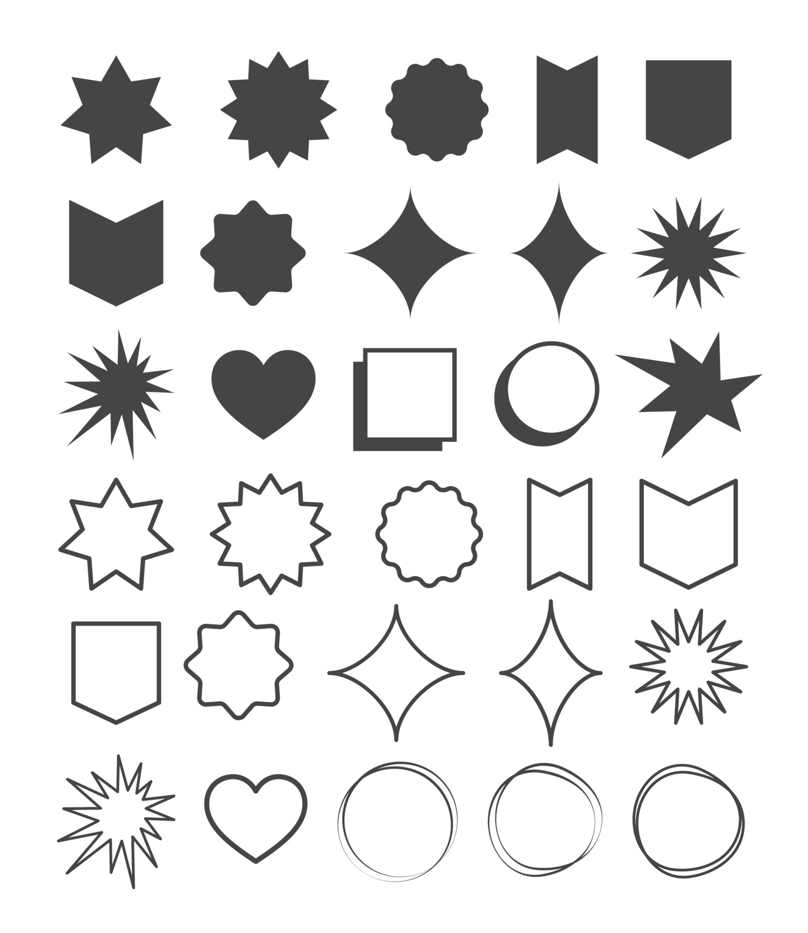 Basic shape outline set. Simple geometry shapes set. Geometric